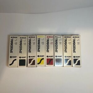 Lot Of 8 Acrylic Speedball Paints by Hunt Manufacturing Co - 2 Used 6 New